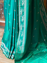 Peacock Blue zatin Banarasi silk saree - RAZ1ID