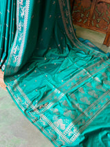 Peacock Blue zatin Banarasi silk saree - RAZ1ID