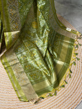 Olive Green silk cotton saree- PBR49