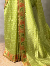 Olive Green silk cotton saree- PBR49A