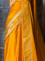 Yellow zatin Banarasi silk saree - RAZ1IF