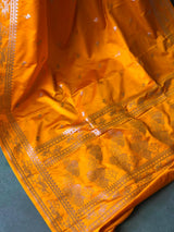 Yellow zatin Banarasi silk saree - RAZ1IF