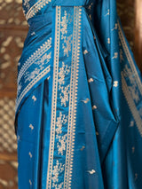 Blue zatin Banarasi silk saree - RAZ1IH