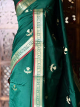Dark Green Semi Raw mango silk saree- PBR50
