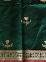 Dark Green Semi Raw mango silk saree- PBR50
