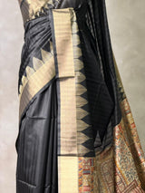 Black silk cotton saree- PBR49C