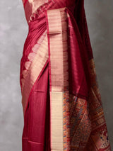 Maroon silk cotton saree- PBR49D