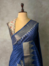 Blue silk cotton saree- PBR49E
