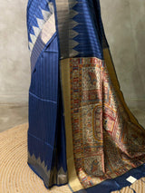 Blue silk cotton saree- PBR49E