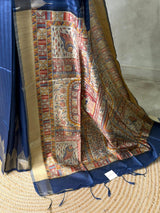 Blue silk cotton saree- PBR49E