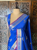 Royal Blue Semi Raw mango silk saree- PBR50C