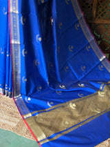Royal Blue Semi Raw mango silk saree- PBR50C