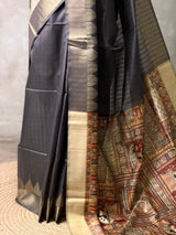 Dark Grey silk cotton saree- PBR49F