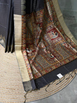 Dark Grey silk cotton saree- PBR49F