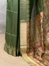 Green silk cotton saree- PBR49G