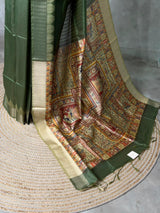 Green silk cotton saree- PBR49G
