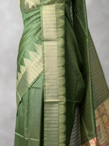 Green silk cotton saree- PBR49G