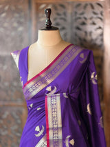 Violet Semi Raw mango silk saree- PBR50G