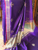 Violet Semi Raw mango silk saree- PBR50G