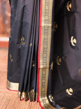 Black Semi Raw mango silk saree- PBR50H