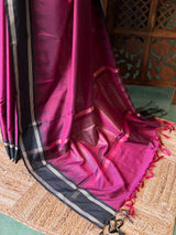 Magenta and Black Semi banarasi silk saree - PIH89A