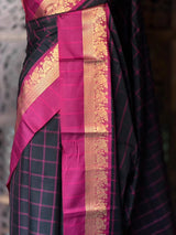 Black and magenta Semi banarasi silk saree - PIH89