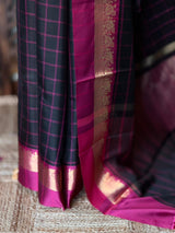 Black and magenta Semi banarasi silk saree - PIH89