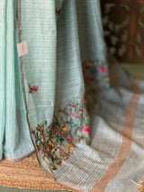 Pastal Blue organza tissue saree- PBR51A