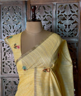 Yellow organza tissue saree- PBR51