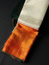 Sandal and red pure zari Kanchipuram Silk saree - PPURE91