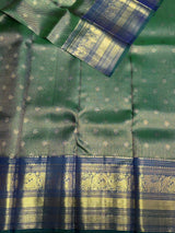 Peacock blue pure zari Kanchipuram Silk saree - PPURE92
