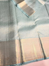 Pastal blue pure Kanchipuram Silk saree - PPURE98
