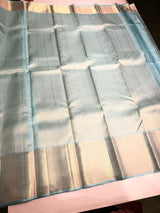 Pastal blue pure Kanchipuram Silk saree - PPURE98