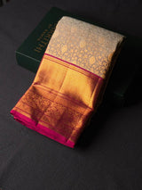 Grey and magenta pure Kanchipuram Silk saree - PPURE100