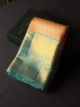 Peach and blue tissue pure Kanchipuram Silk saree - PPURE104