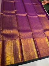 Off white and Violet pure Kanchipuram Silk saree - PPURE105