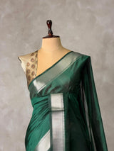 Green silk cotton saree- PBR49I