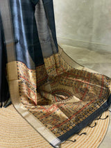 Bluish grey silk cotton saree- PBR49L