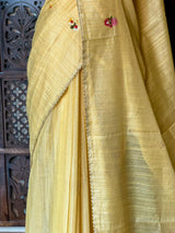 Yellow organza tissue saree- PBR51B