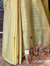 Yellow organza tissue saree- PBR51B