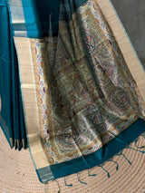 Peacock Blue silk cotton saree- PBR49N