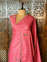 Pink soft tusser silk saree : PBR52B