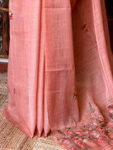 Peach Linen tissue saree: PBR53B