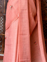 Peach Linen tissue saree: PBR53B