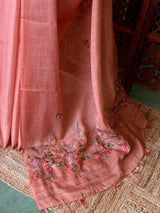 Peach Linen tissue saree: PBR53B