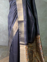 Grey Blue silk cotton saree- PBR49O