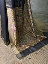 Grey Blue silk cotton saree- PBR49O