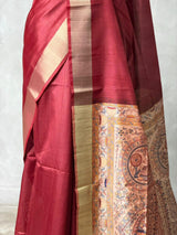 Maroon silk cotton saree- PBR49P