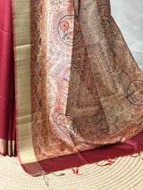 Maroon silk cotton saree- PBR49P