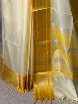 Light and dark yellow Semi banarasi silk saree - PIH92
